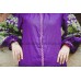 Boho Style Ukrainian Embroidered Classic Dress Purple with Neon Green Embroidery